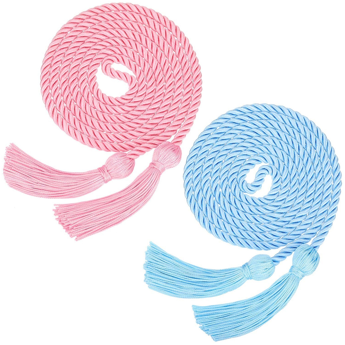 Graduation Cords Polyester Yarn Honor Cord with Tassel for Graduation Students (Rosy and Sky Blue)